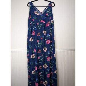 Old Navy Floral Hawaiian Maxi Maternity Dress Women XL Blue Sundress Lightweight